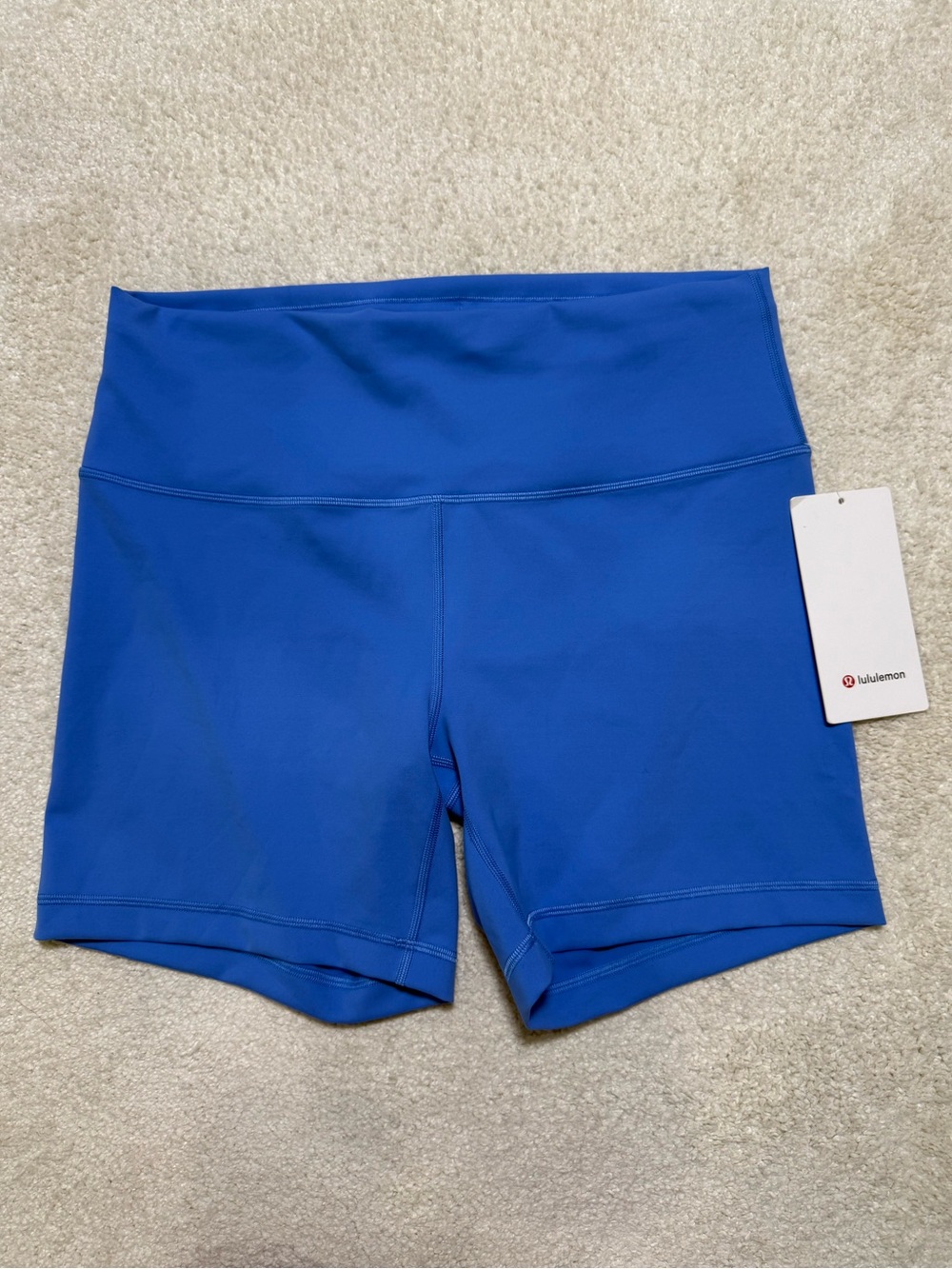 Lululemon Wunder Train High Rise Biker Short Athletic Pool Party Blue Size 14